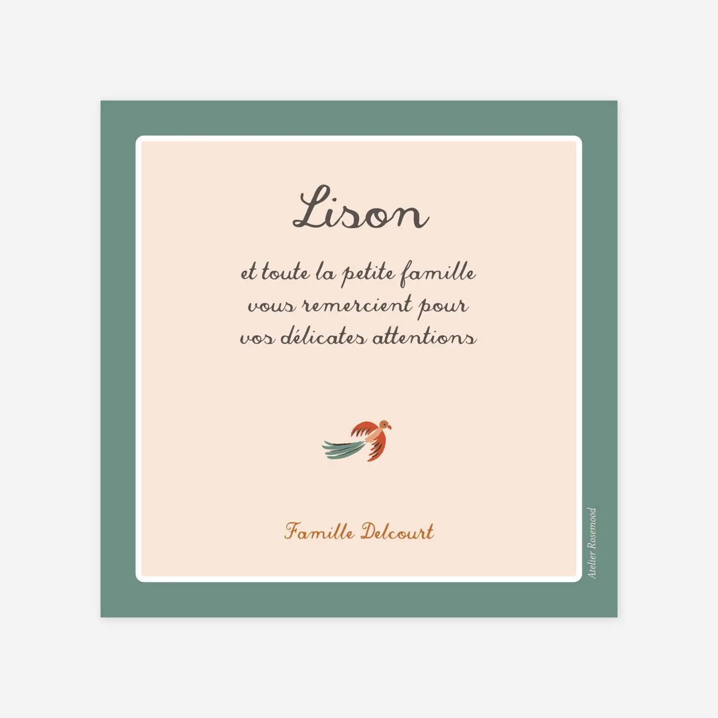 Carte remerciement baptême Petite jungle