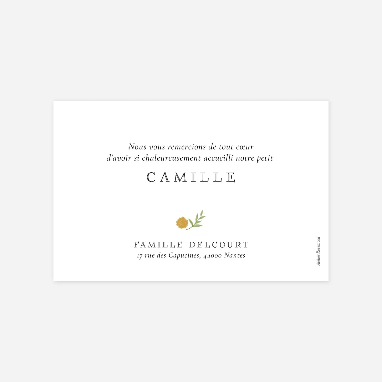 Carte remerciement naissance Petit mobile