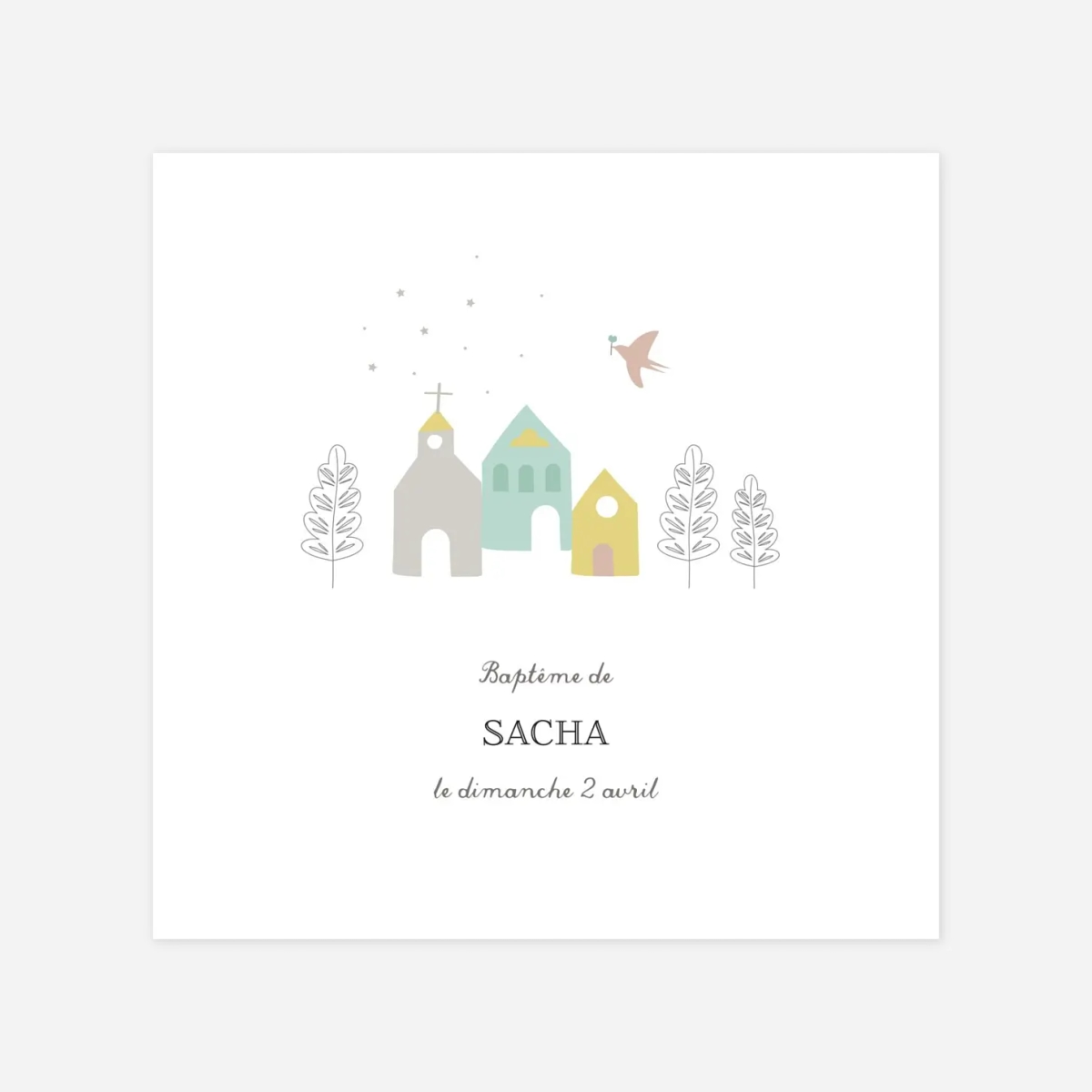 Faire-part baptême Petit village