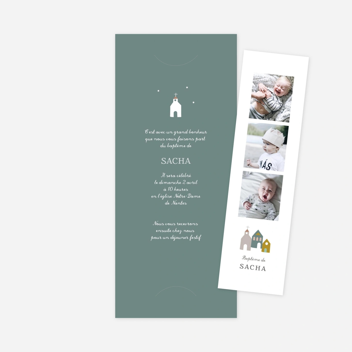 Faire-part baptême Petit village