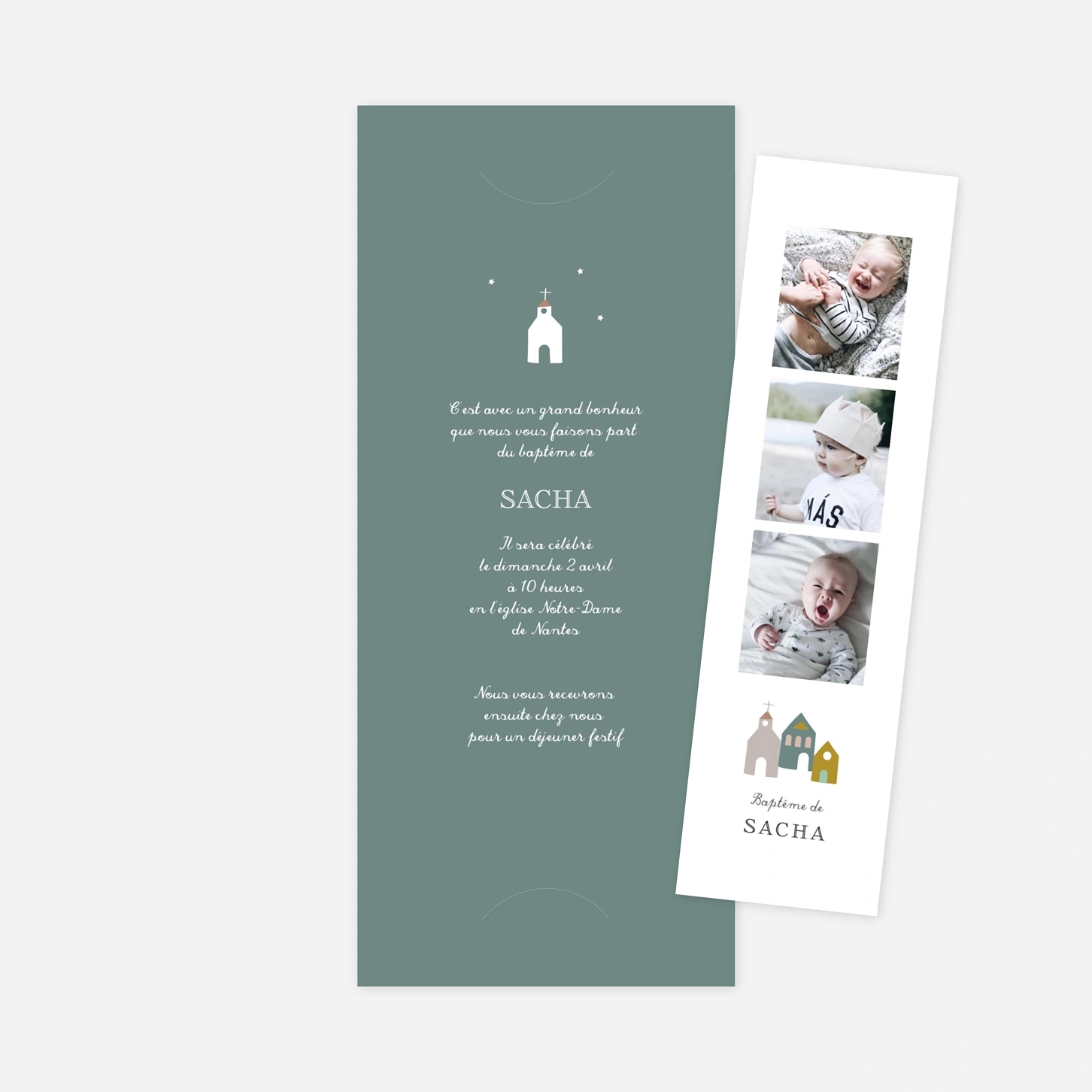 Faire-part baptême Petit village