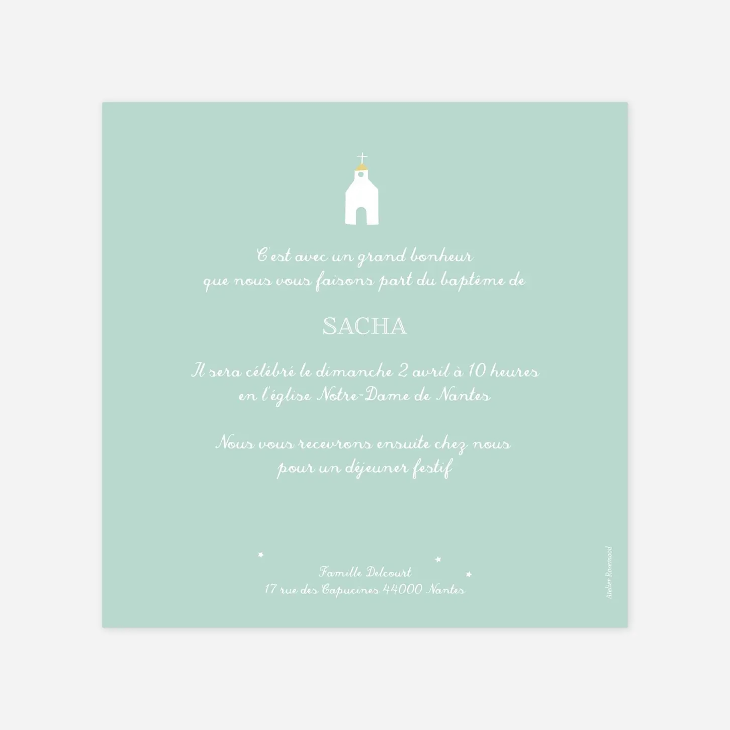 Faire-part baptême Petit village