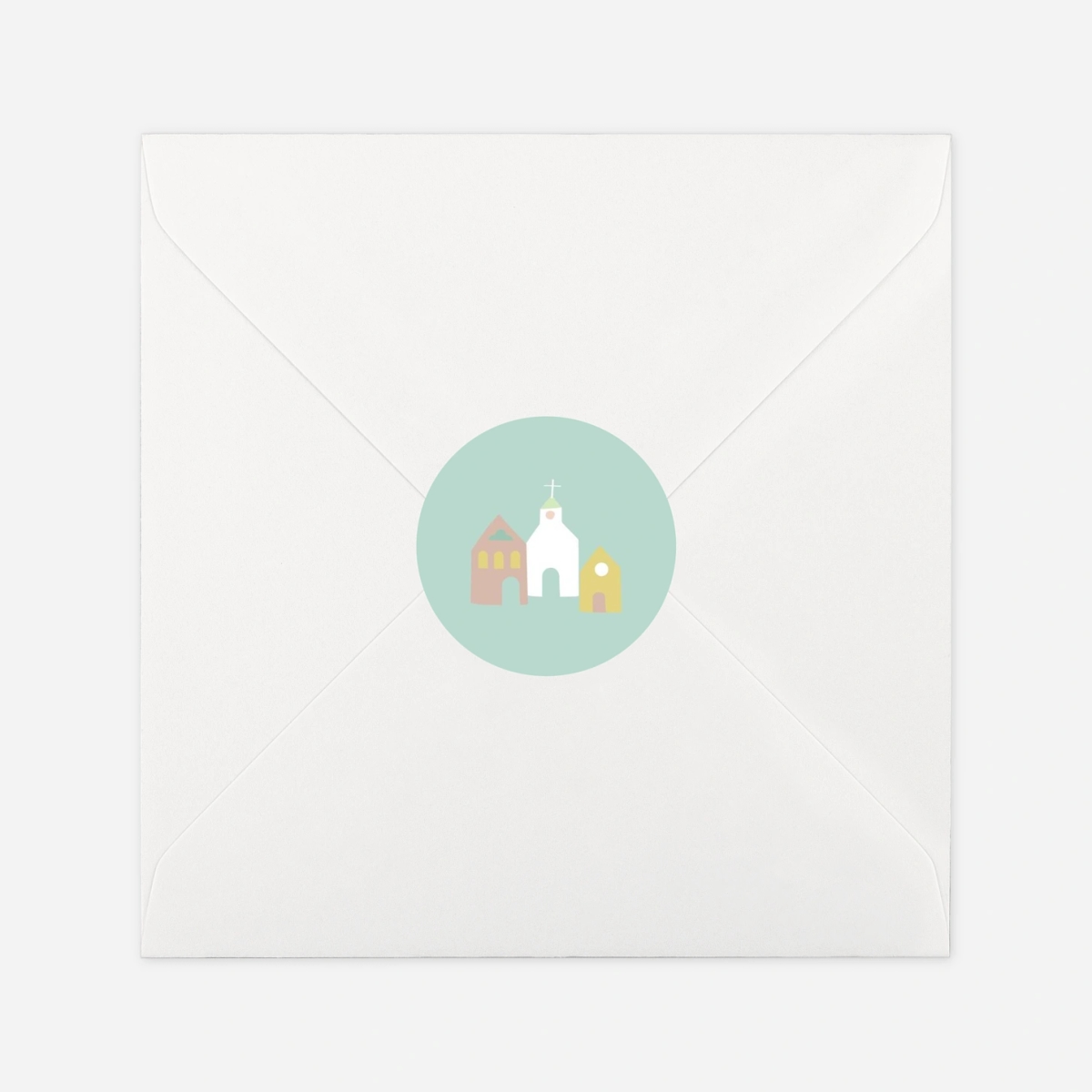 Stickers pour enveloppes baptême Petit village