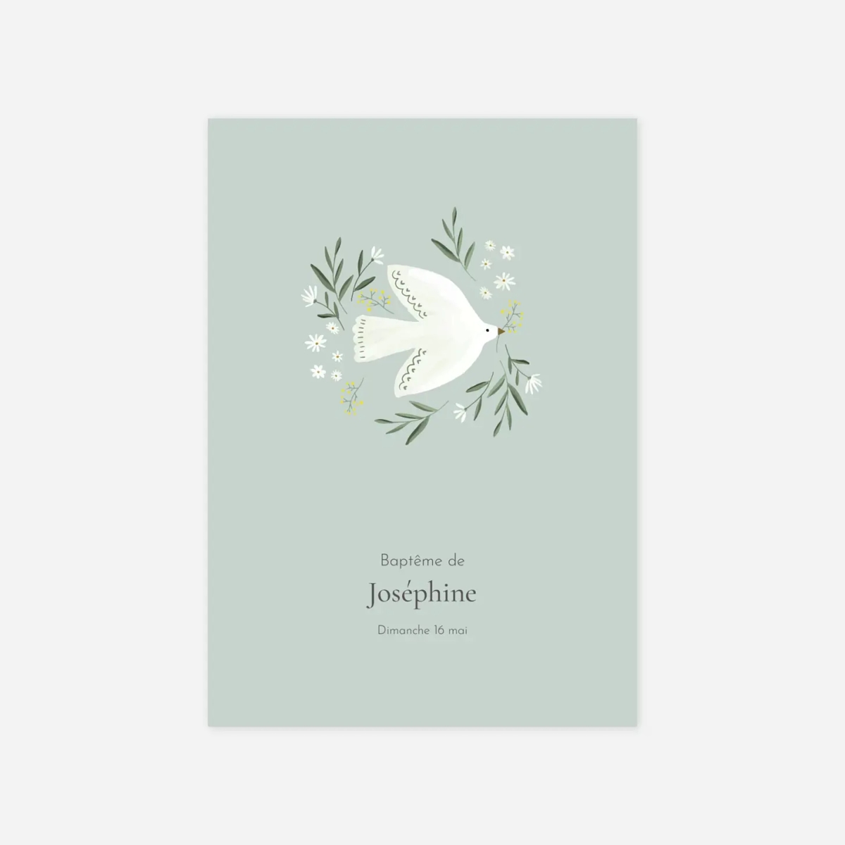 Faire-part baptême Petite colombe