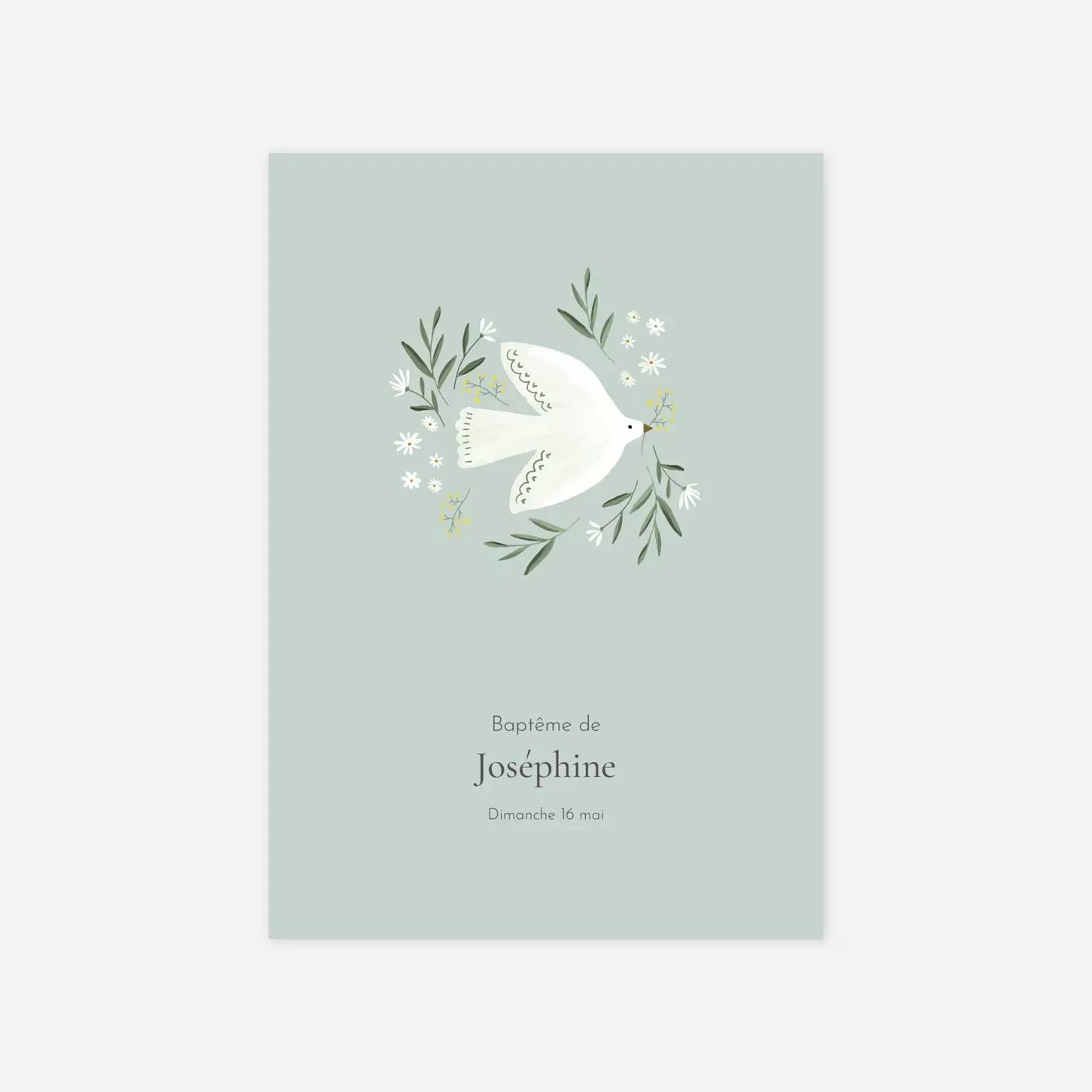 Faire-part baptême Petite colombe