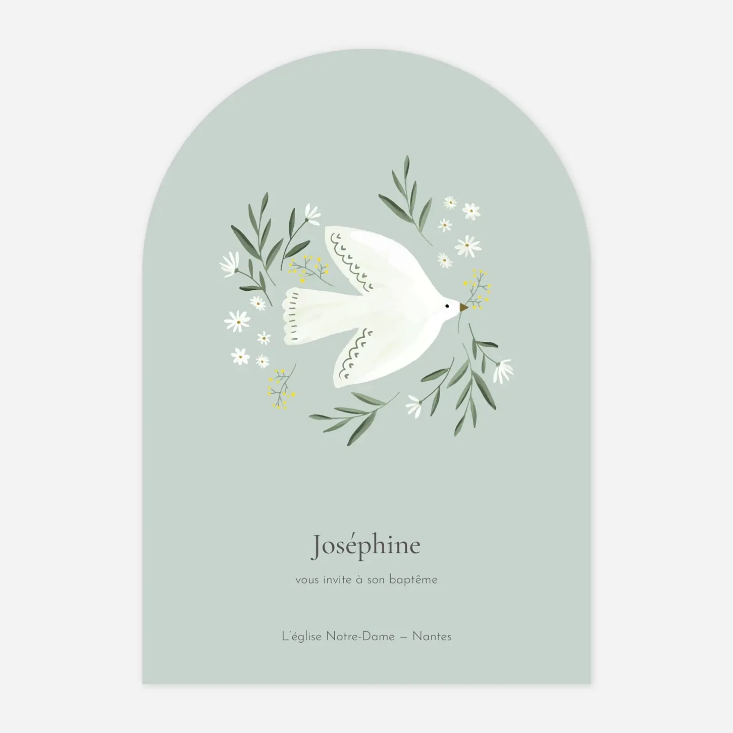 Faire-part baptême Petite colombe