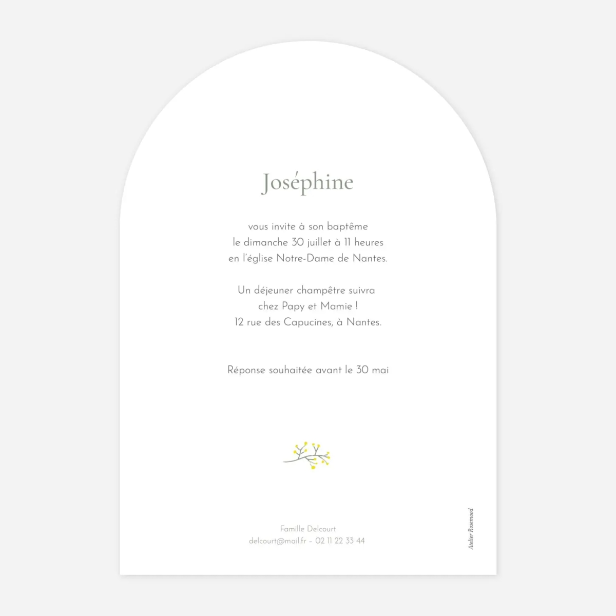 Faire-part baptême Petite colombe