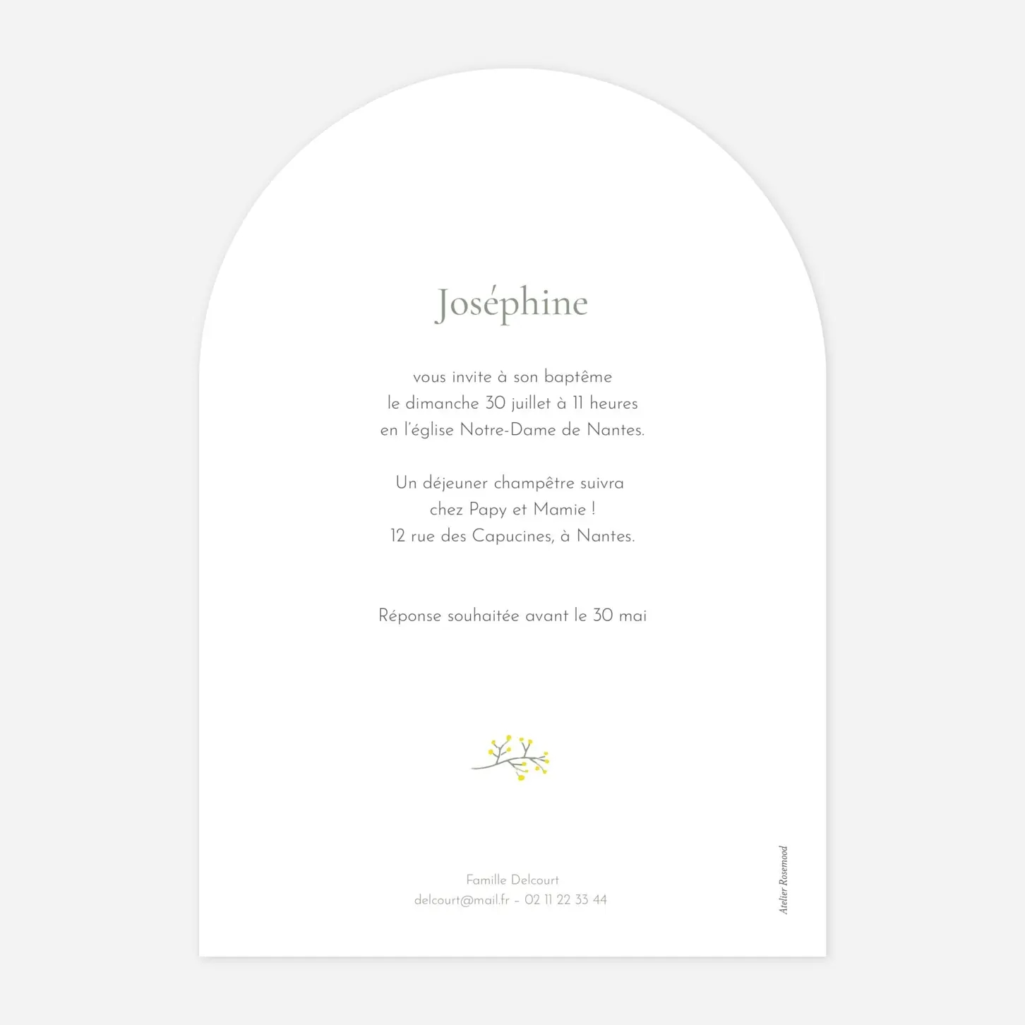 Faire-part baptême Petite colombe