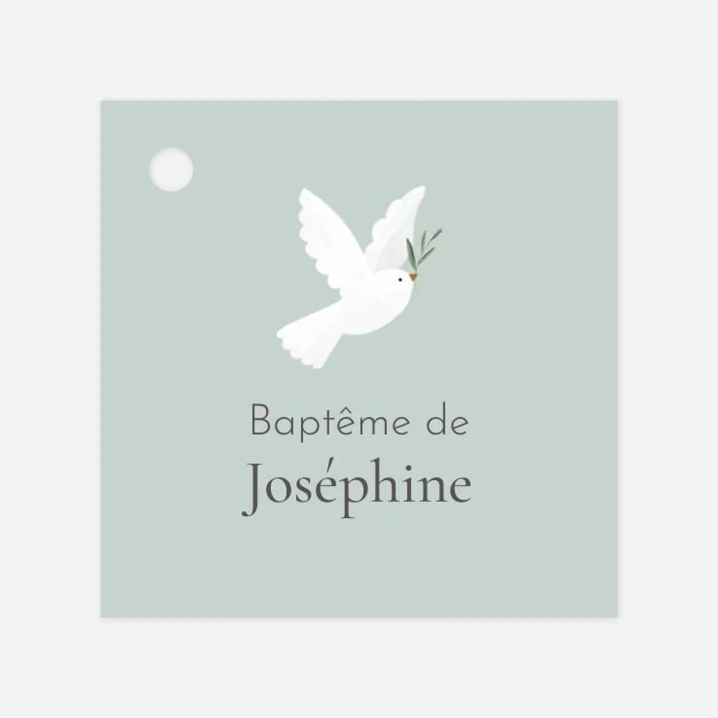 Etiquette perforée baptême Petite colombe