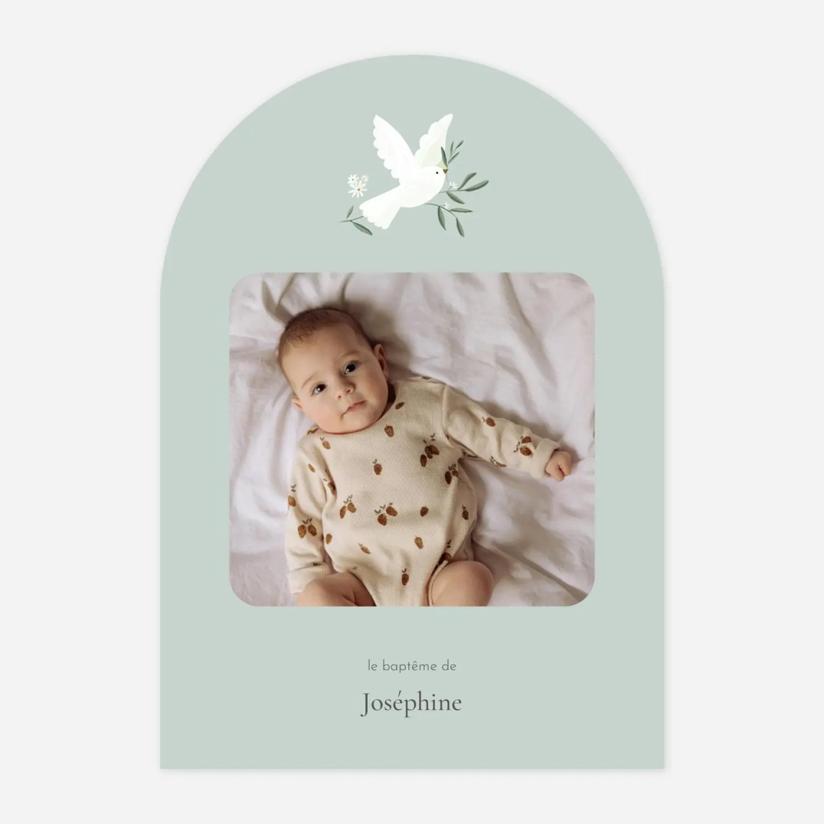 Faire-part baptême Petite colombe photo
