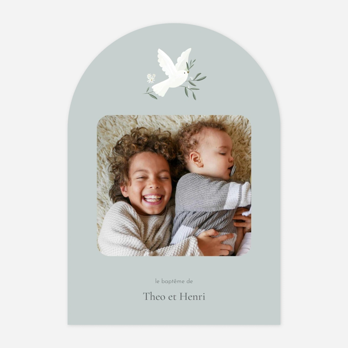 Faire-part baptême Petite colombe photo I