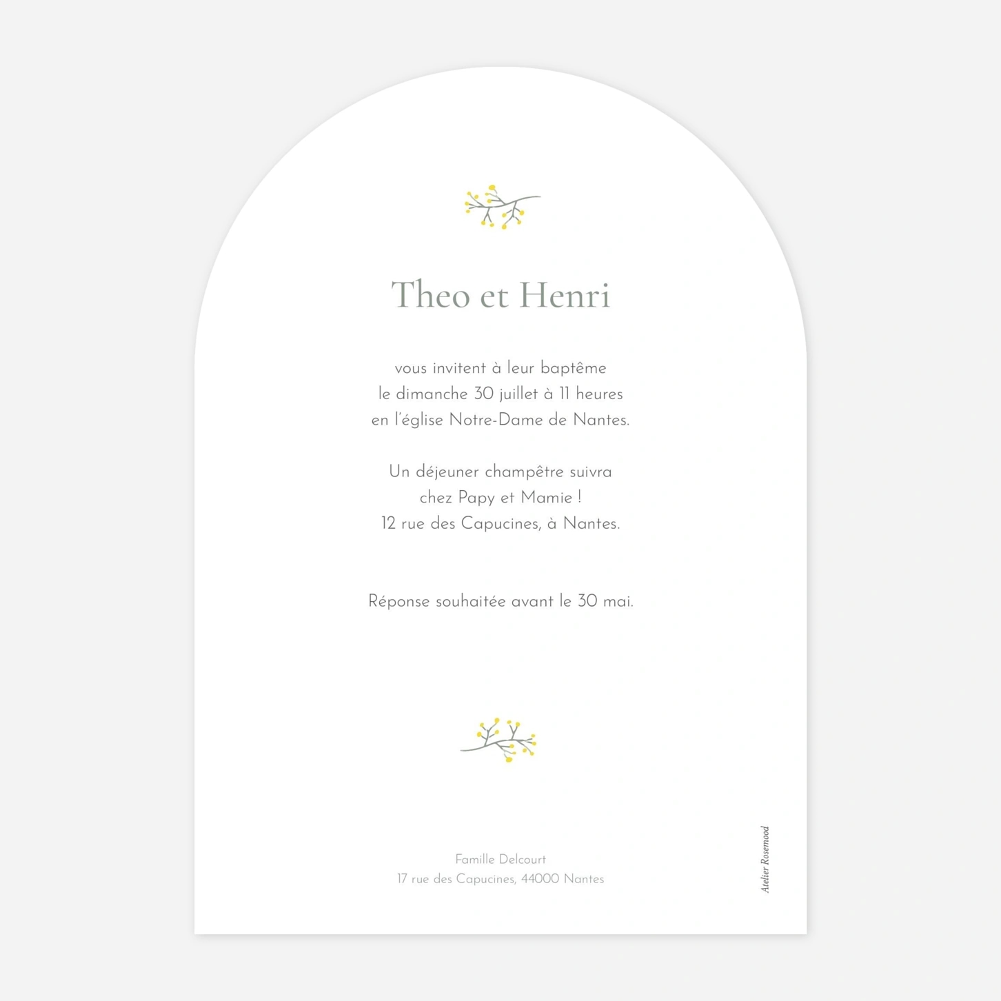 Faire-part baptême Petite colombe photo I