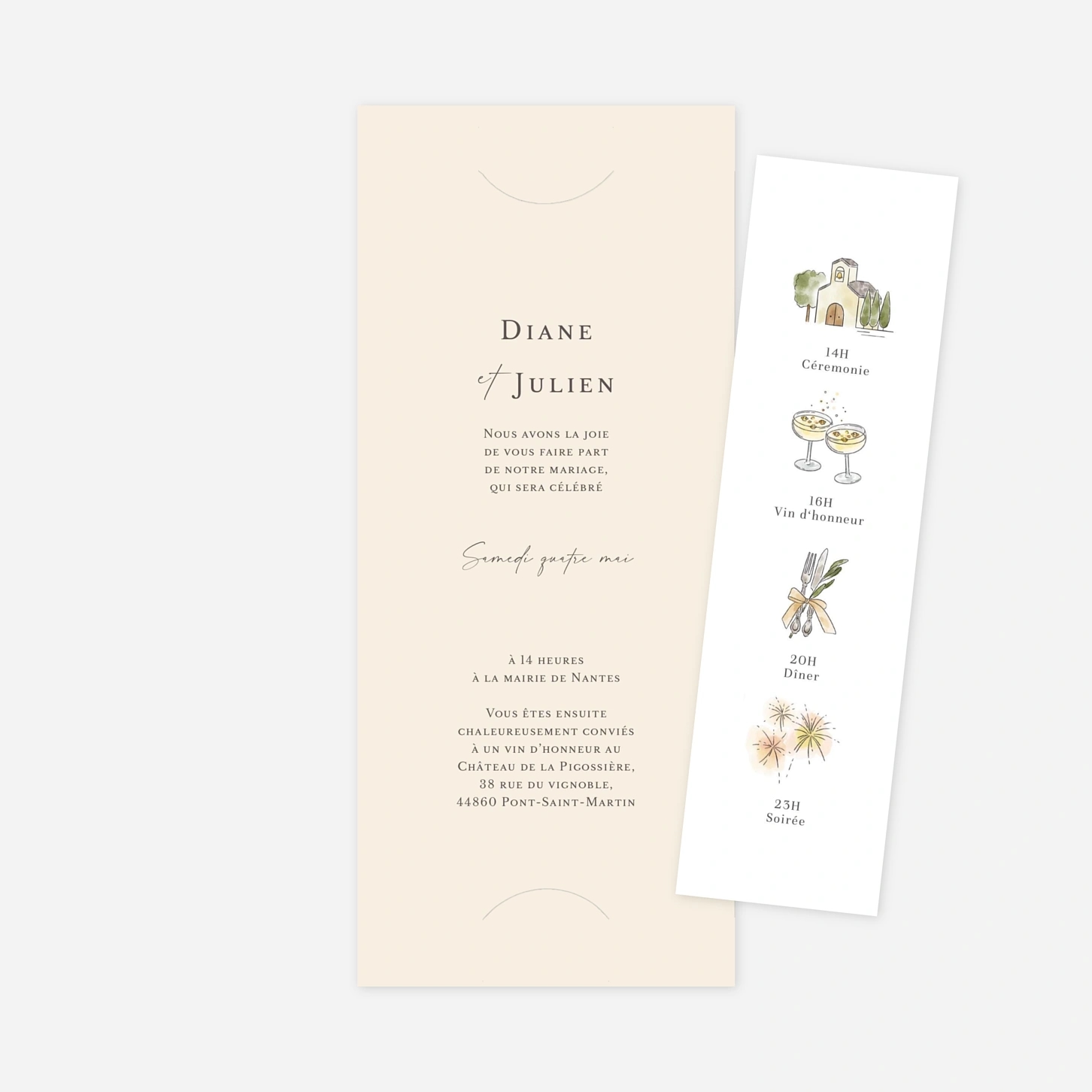 Faire-part mariage Pictos aquarelle