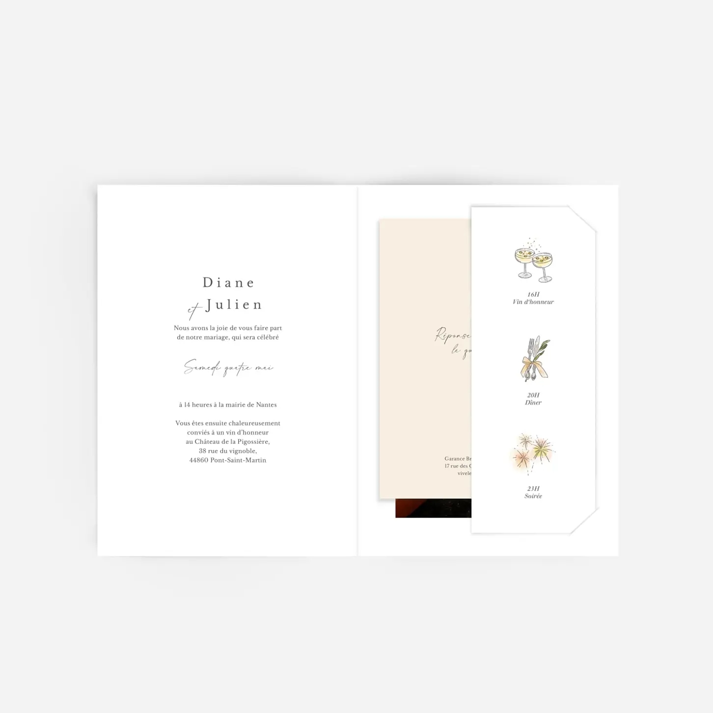 Faire-part mariage Pictos aquarelle