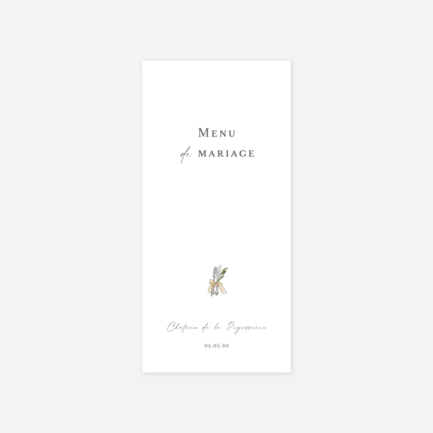 Menu mariage Pictos aquarelle