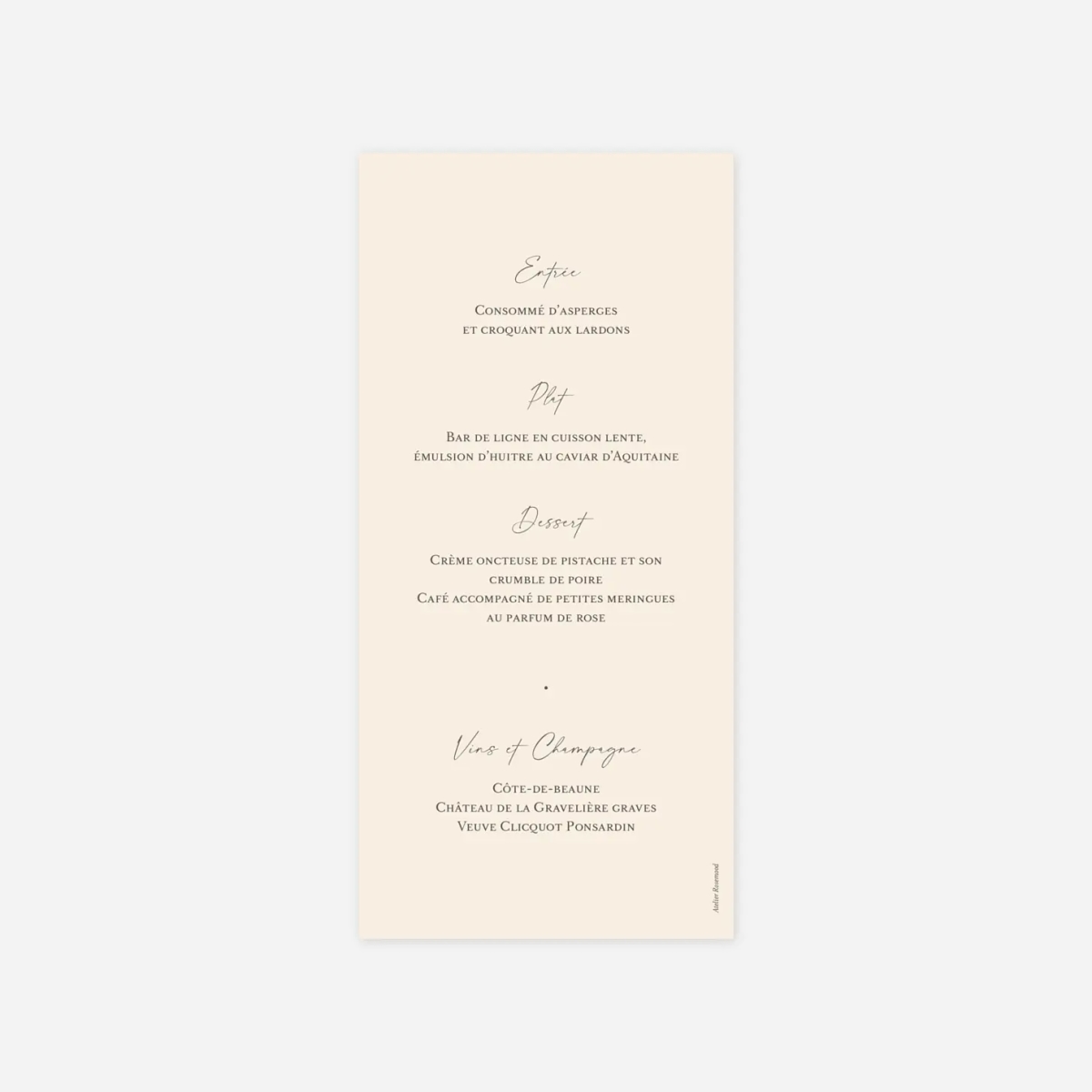 Menu mariage Pictos aquarelle