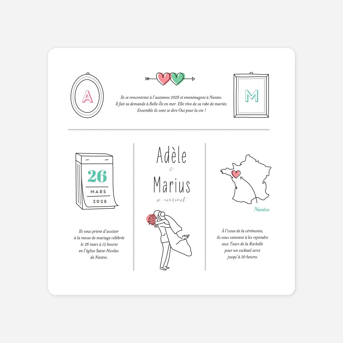 Faire-part mariage Pictos