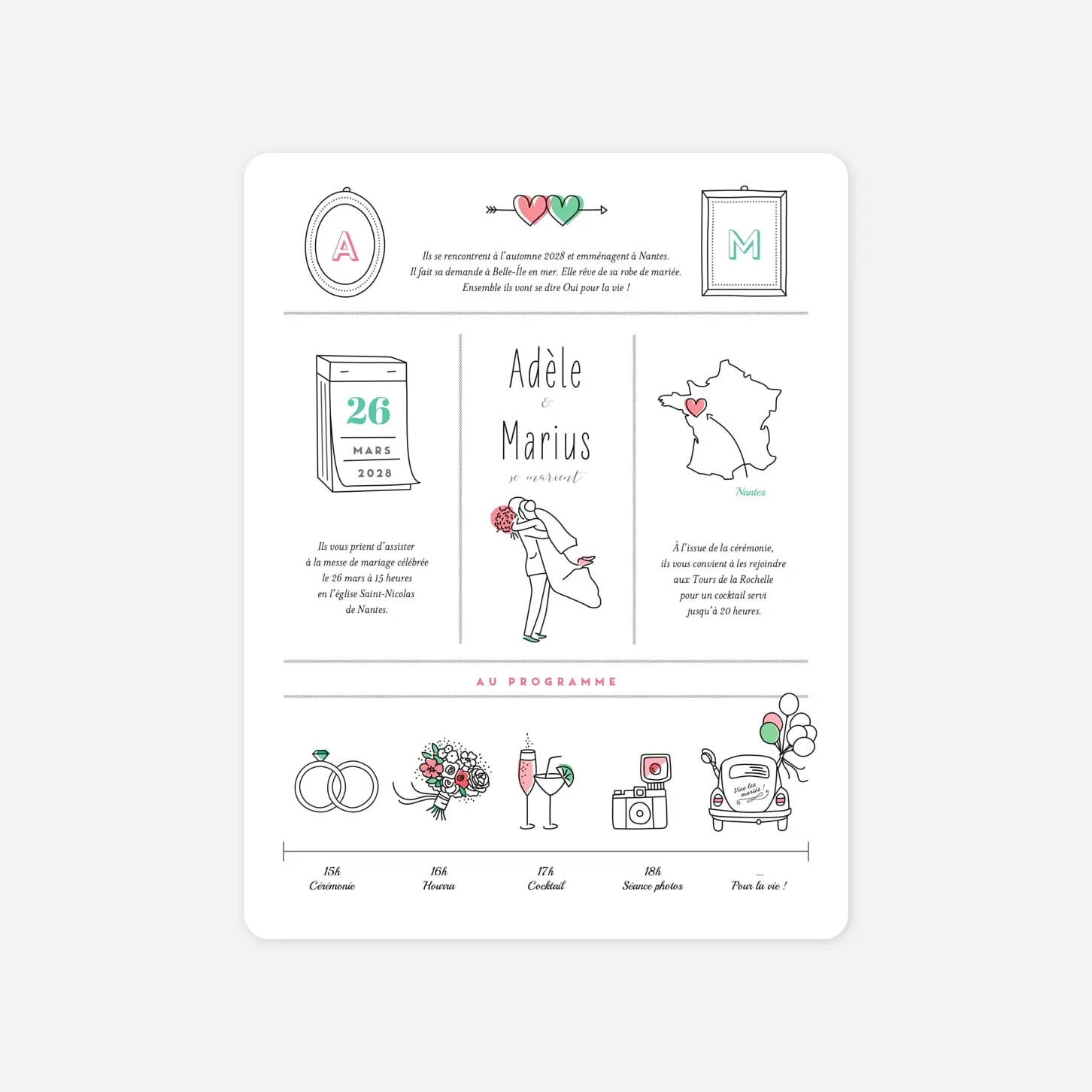 Faire-part mariage Pictos