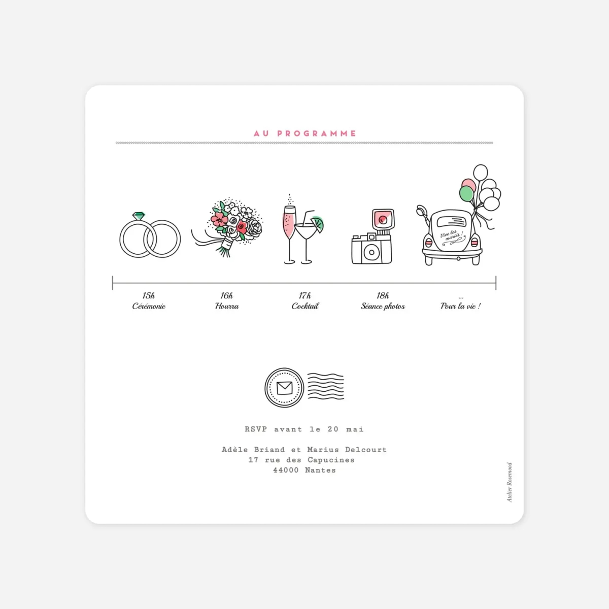 Faire-part mariage Pictos