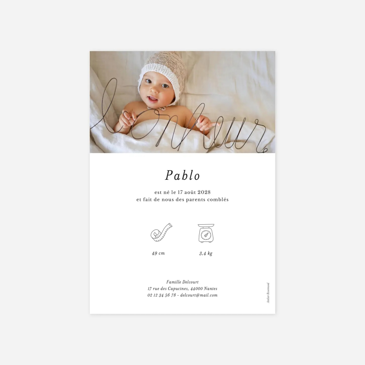 Faire-part naissance Picto pastel