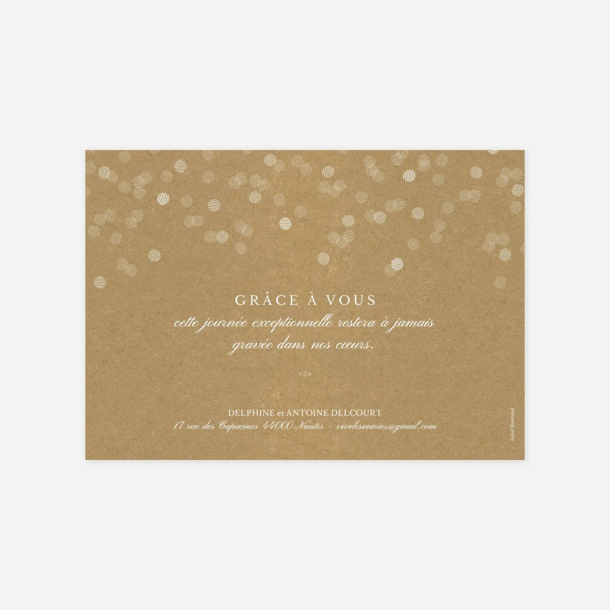 Carte de remerciements Polka