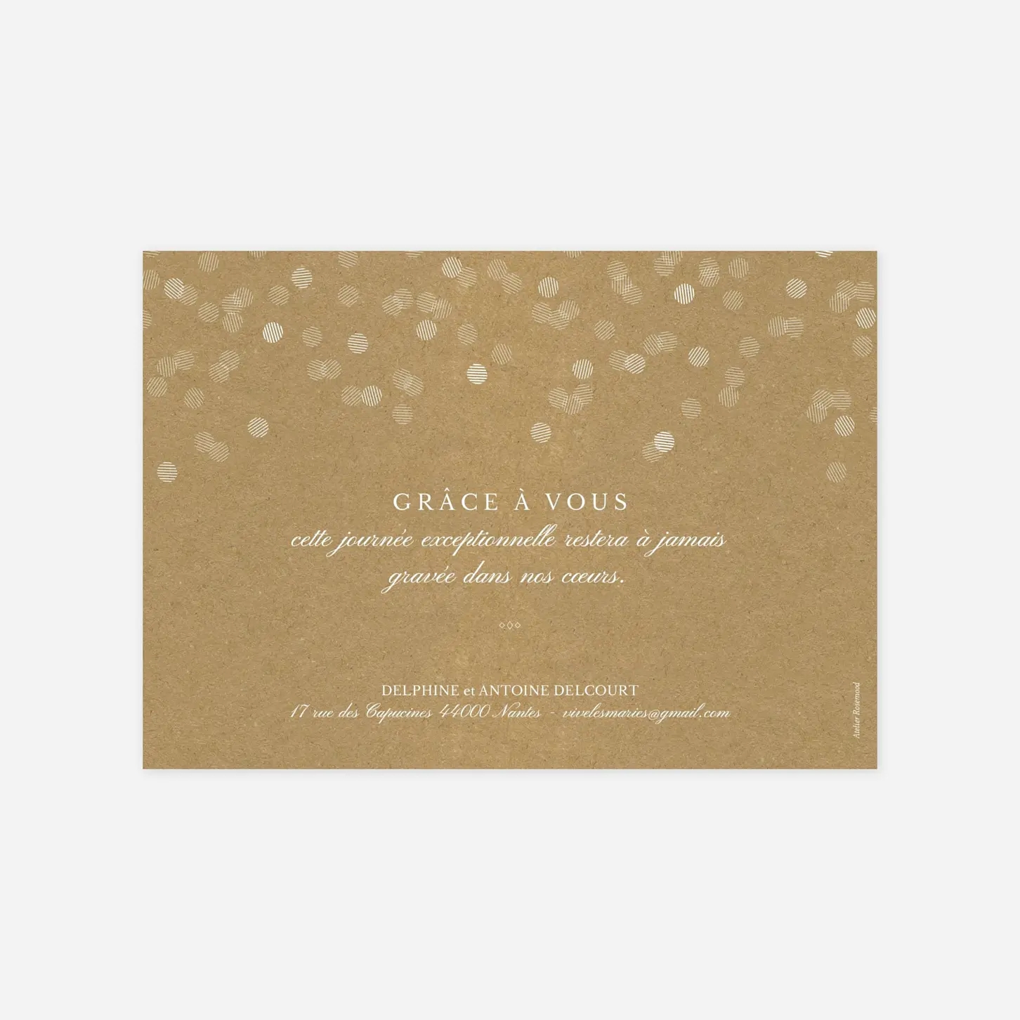 Carte de remerciements Polka