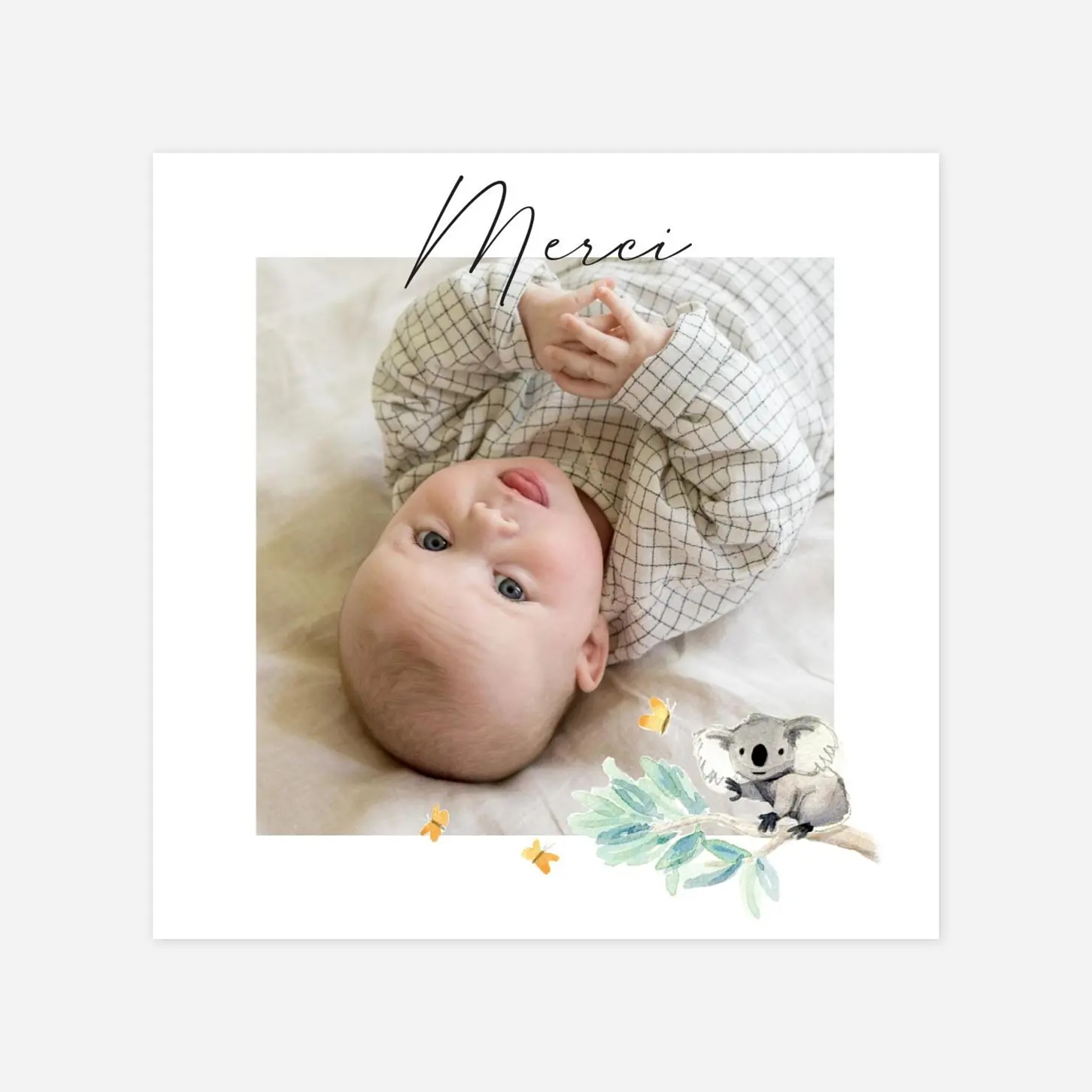 Carte remerciement naissance Petit koala pictos