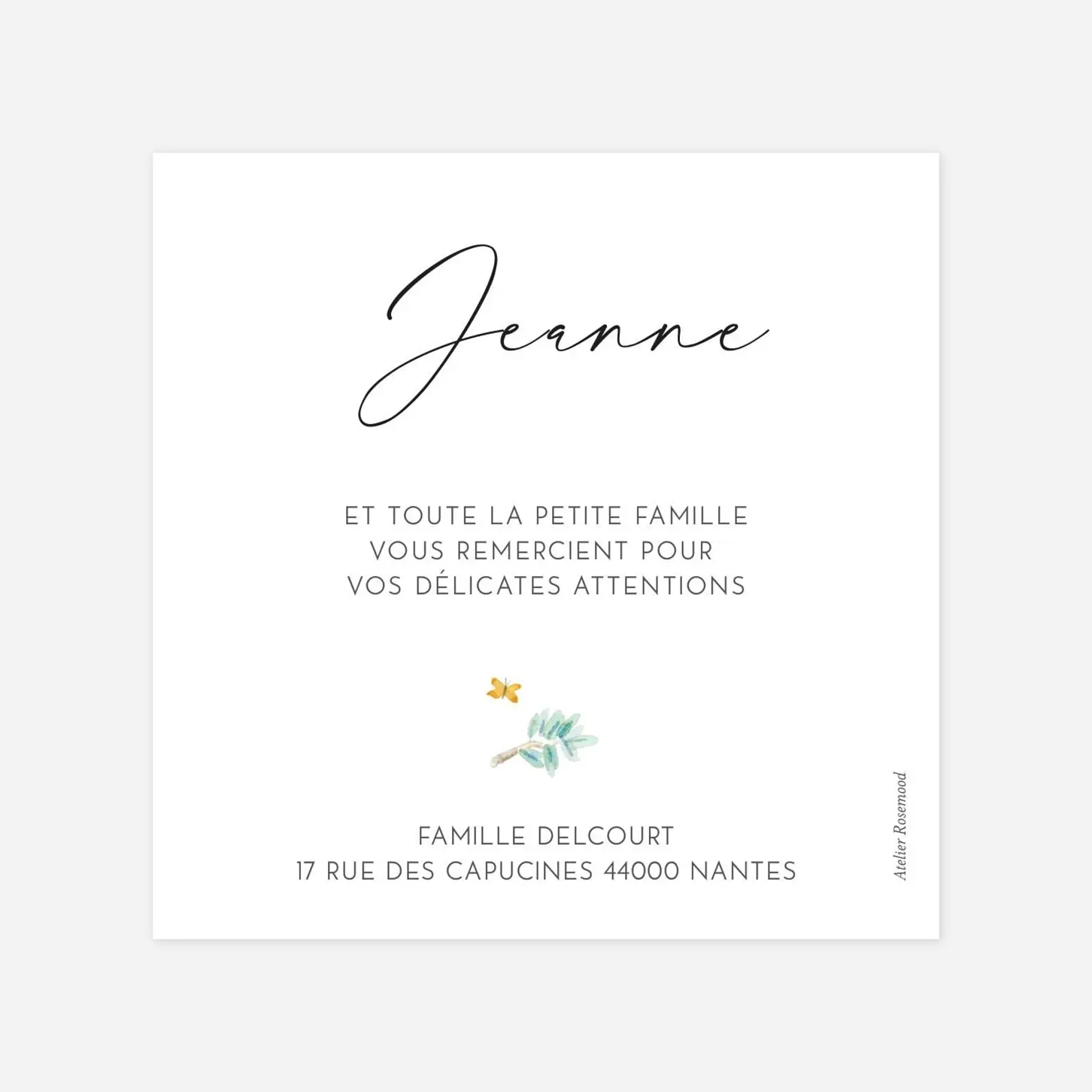 Carte remerciement naissance Petit koala pictos