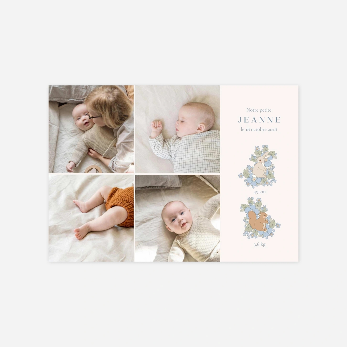 Faire-part naissance Parmis les fleurs