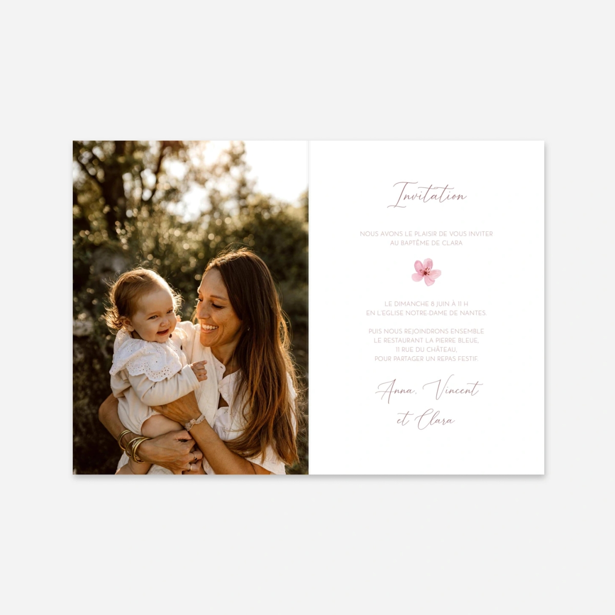 Faire-part baptême Lueur de printemps