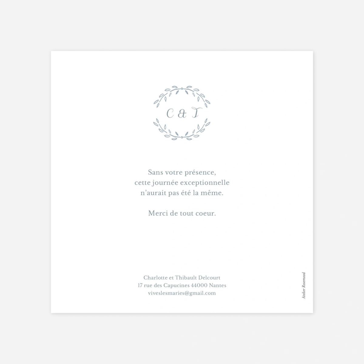 Carte de remerciements Poème