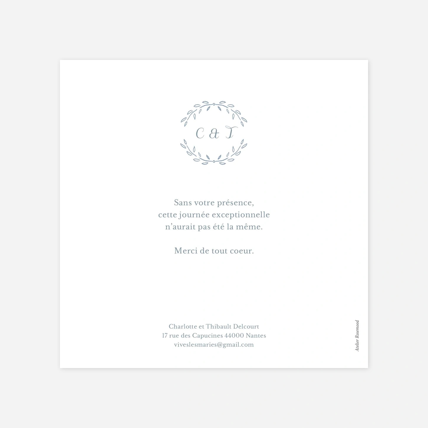 Carte de remerciements Poème