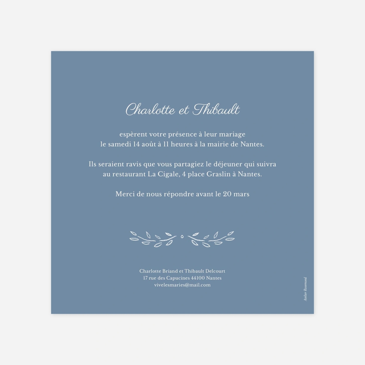 Faire-part mariage Poème