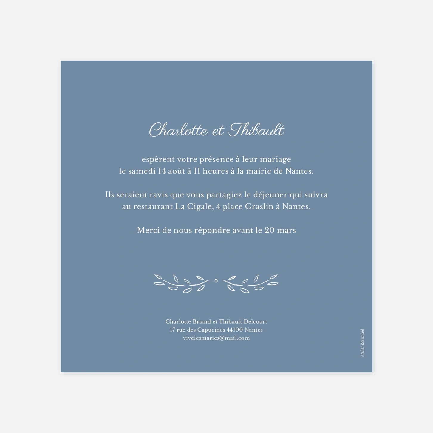 Faire-part mariage Poème