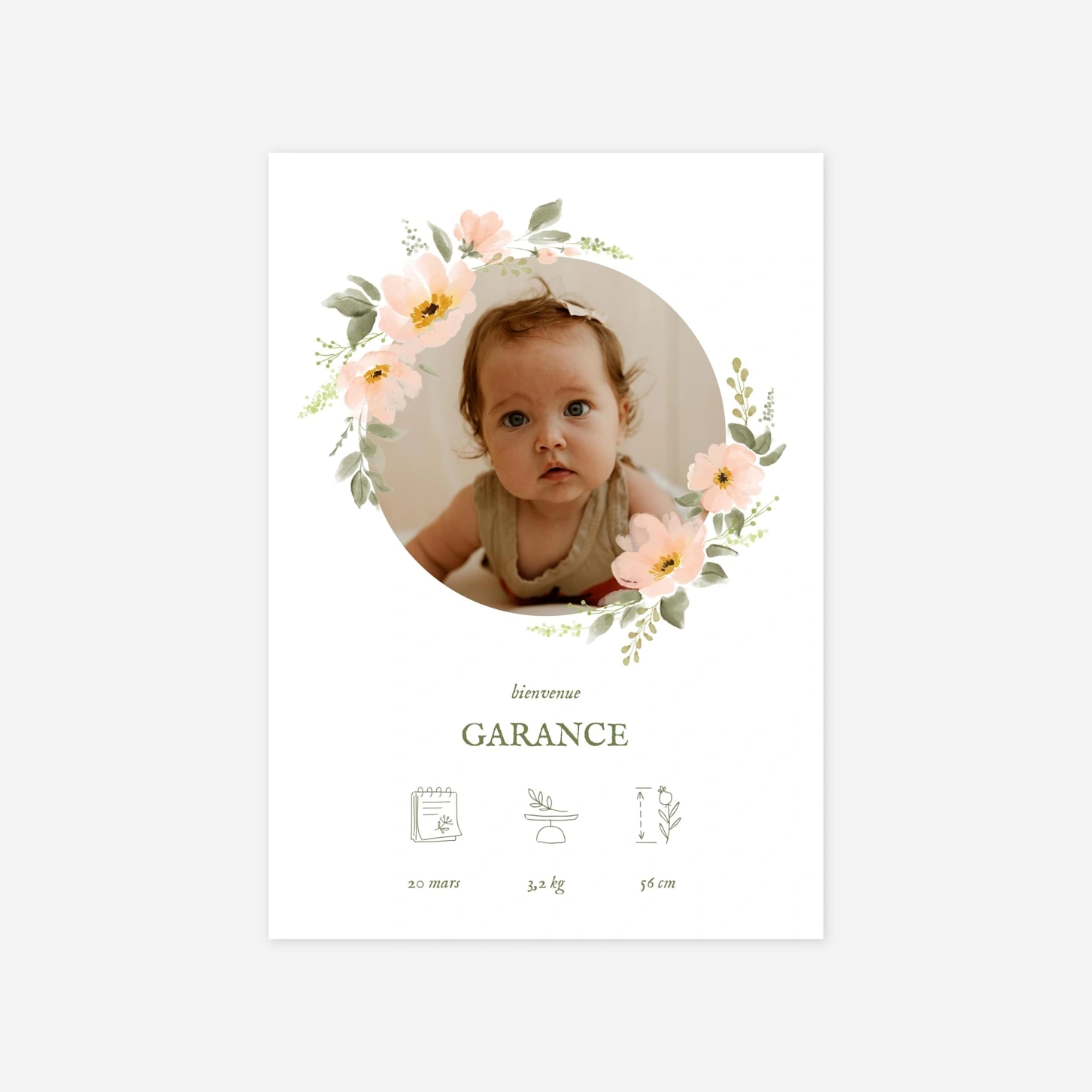 Faire-part naissance Poésie florale