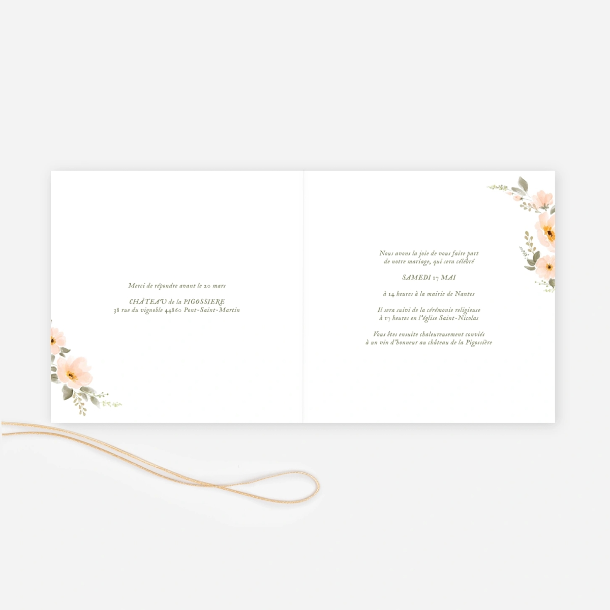 Faire-part mariage Poésie florale