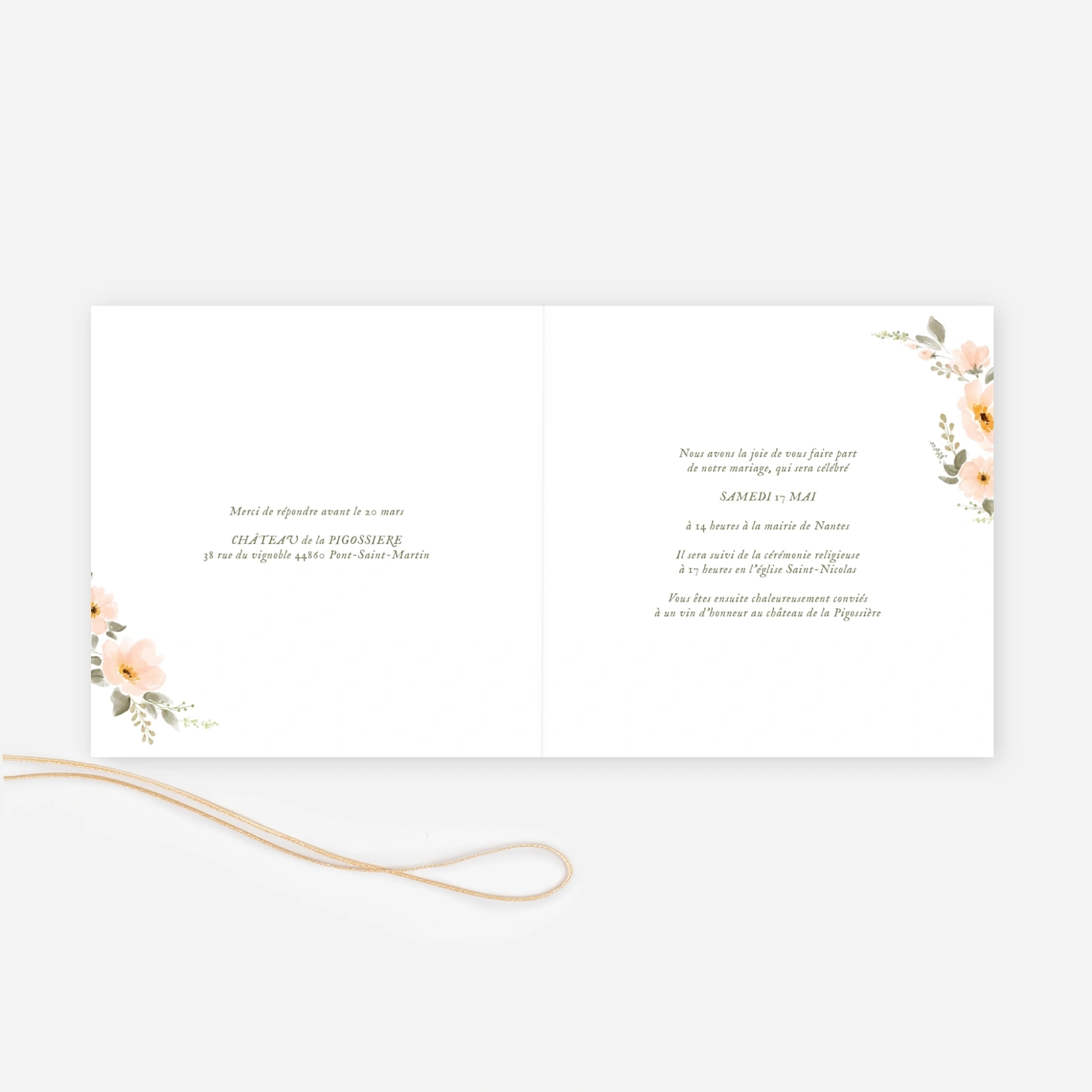 Faire-part mariage Poésie florale