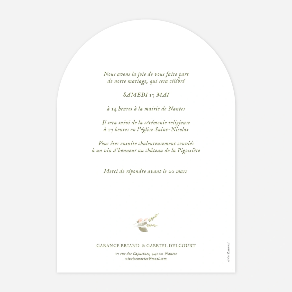 Faire-part mariage Poésie florale