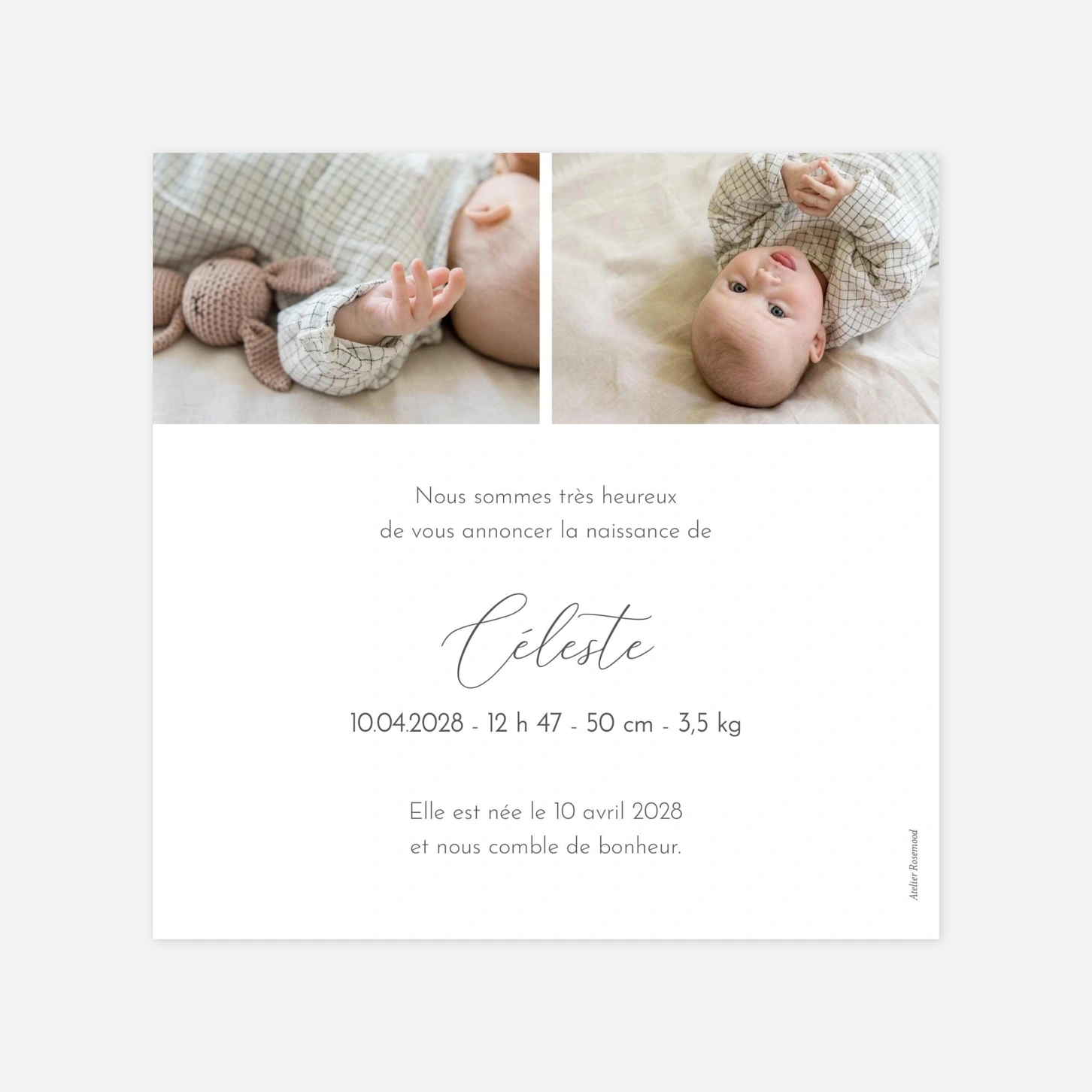 Faire-part naissance Petit portrait