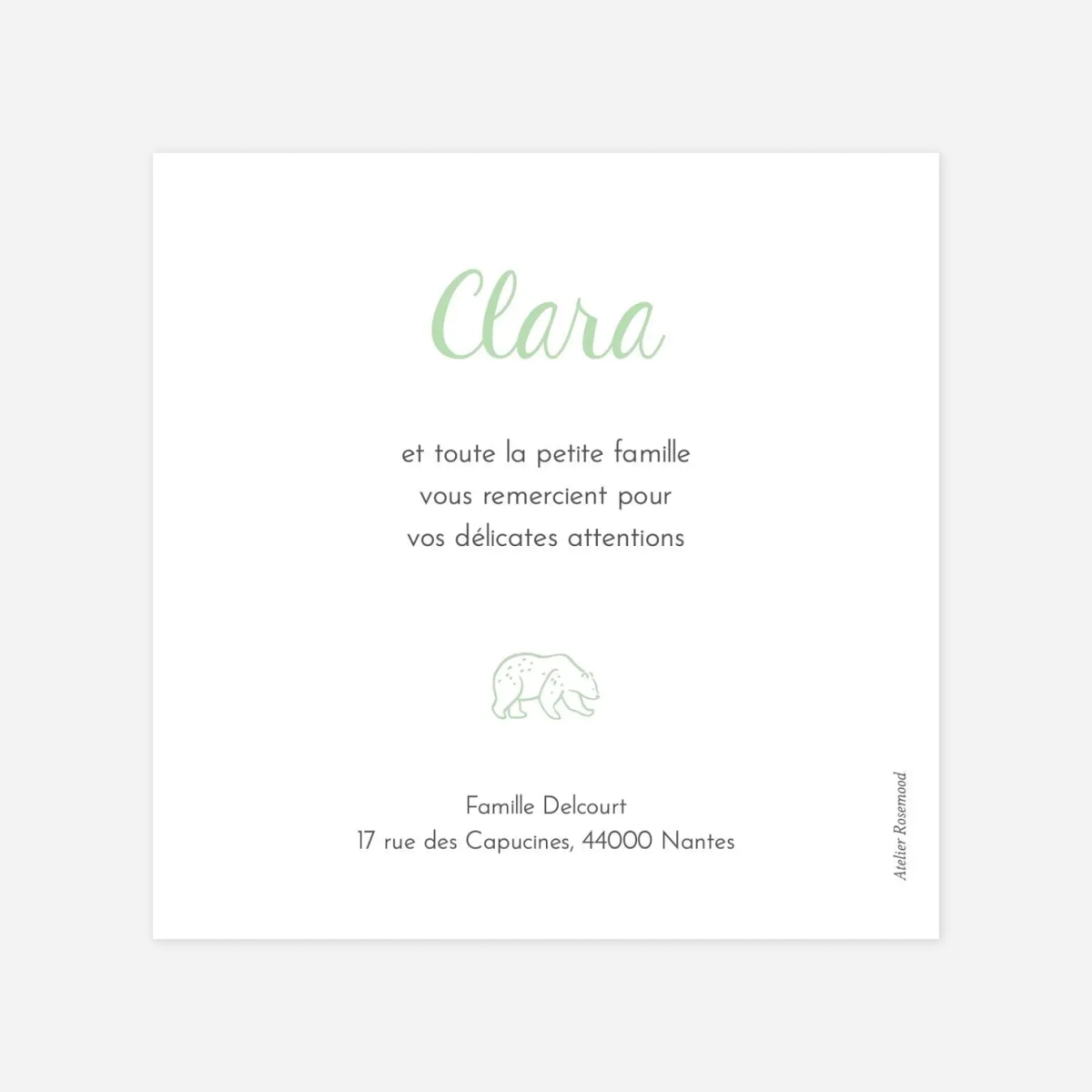 Carte remerciement naissance Promenade