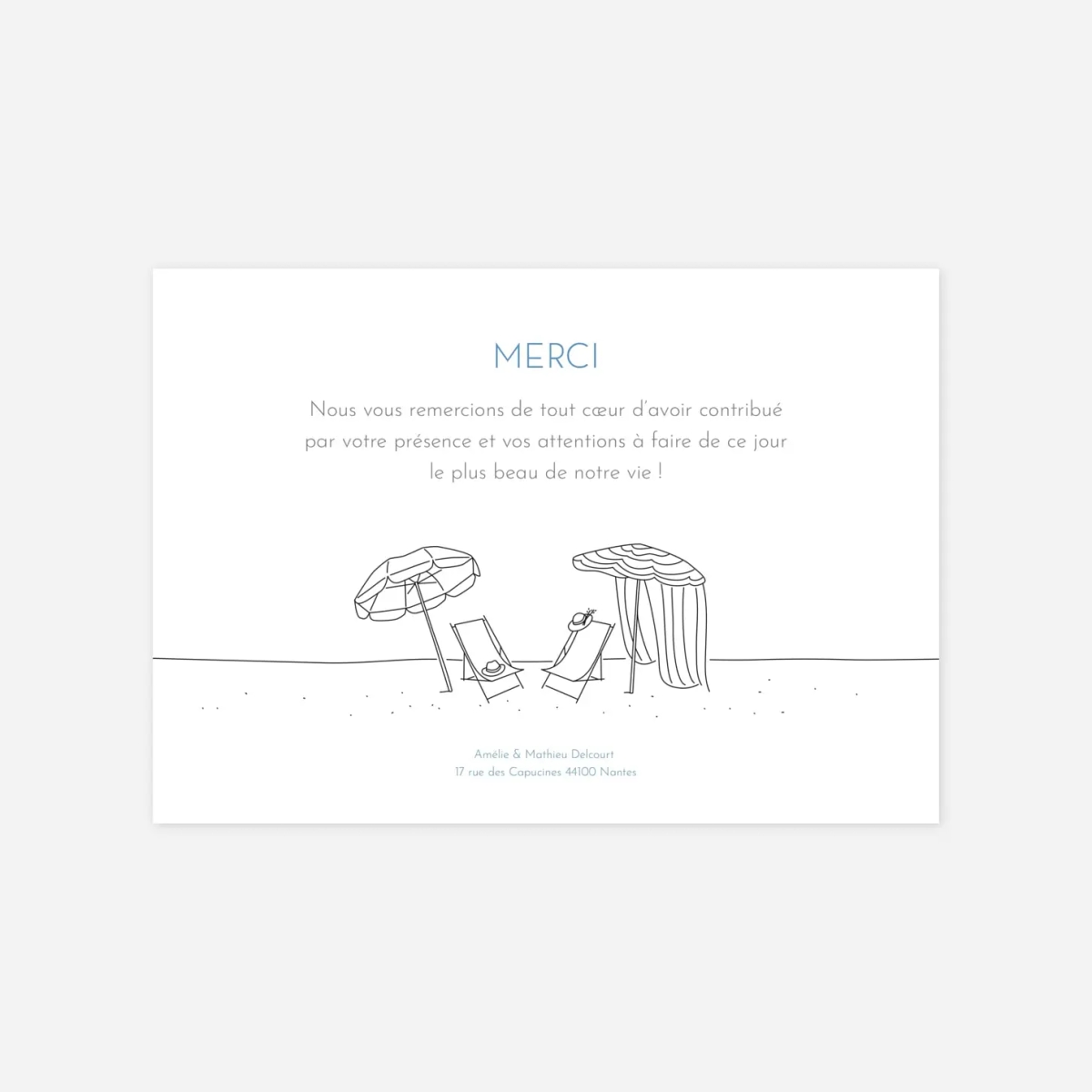 Carte de remerciements Promesse sur le sable