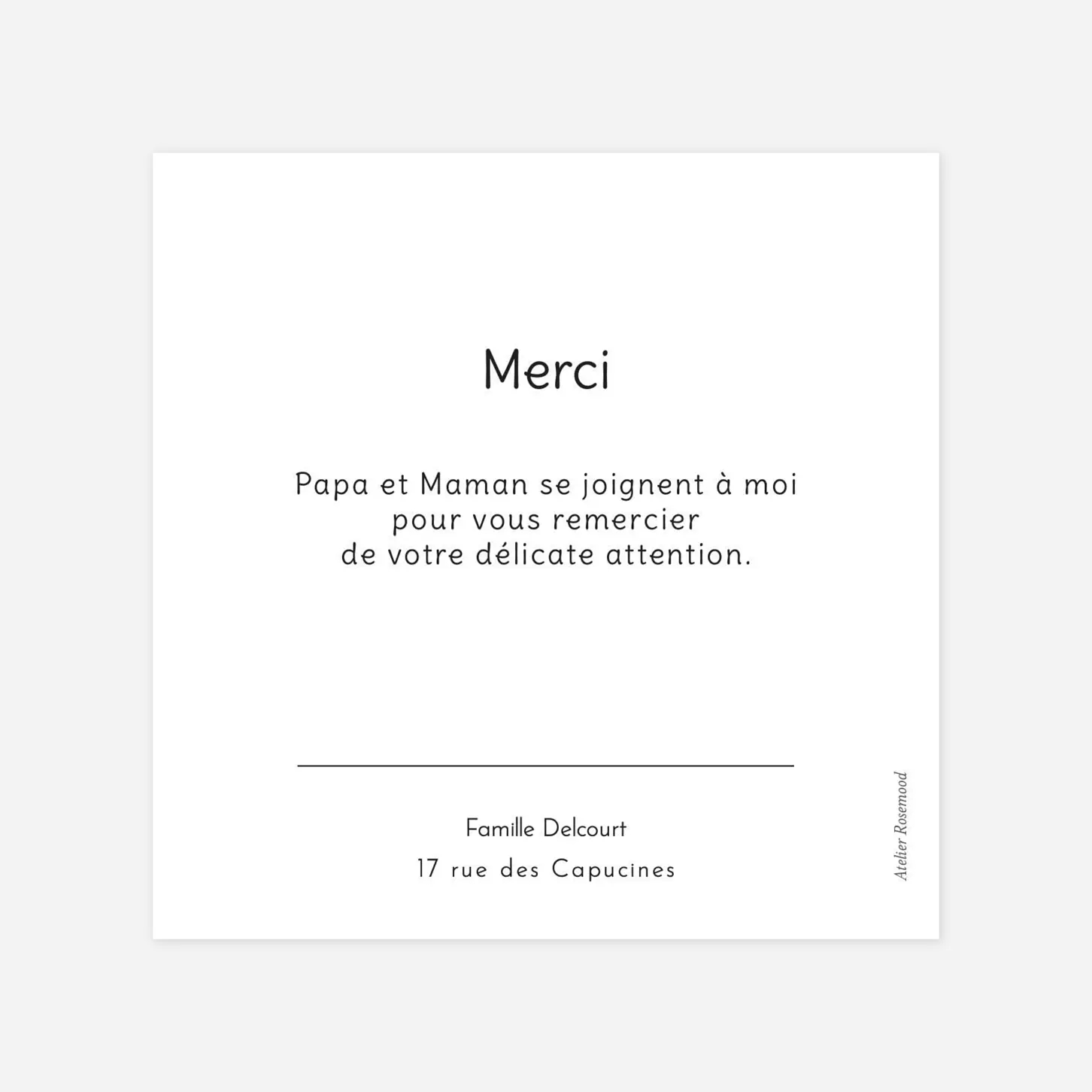 Carte remerciement naissance Premiers souvenirs