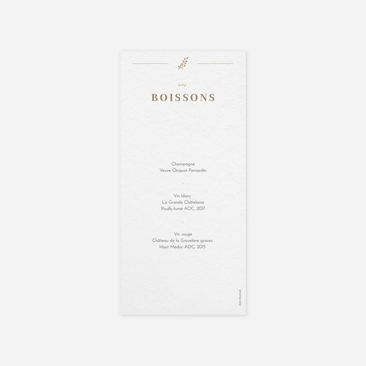 Menu mariage Pure Sérénité