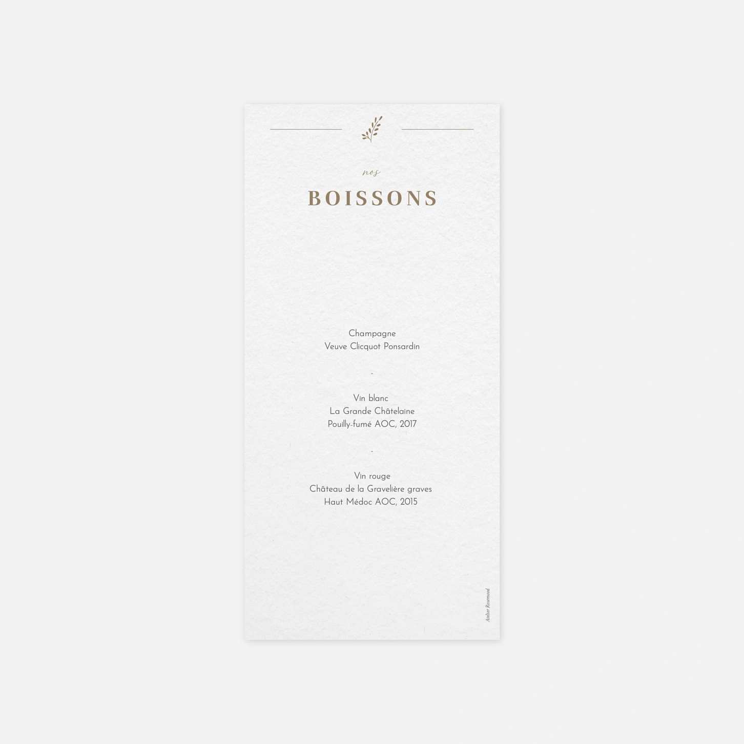 Menu mariage Pure Sérénité