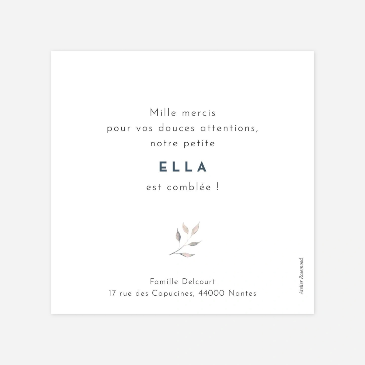 Carte remerciement naissance Quatre saisons