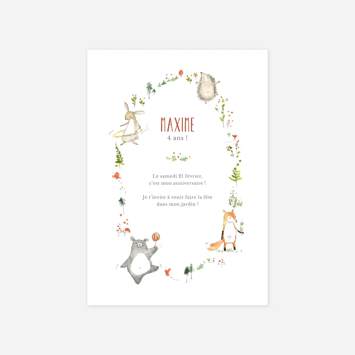 invitation anniversaire enfant La ronde des animaux