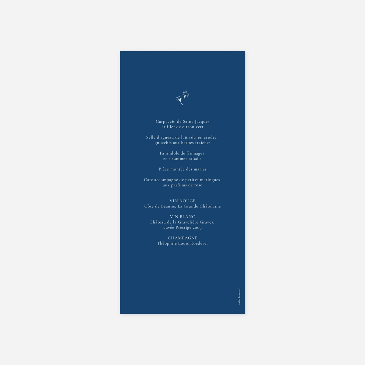 Menu mariage Ronde des prés