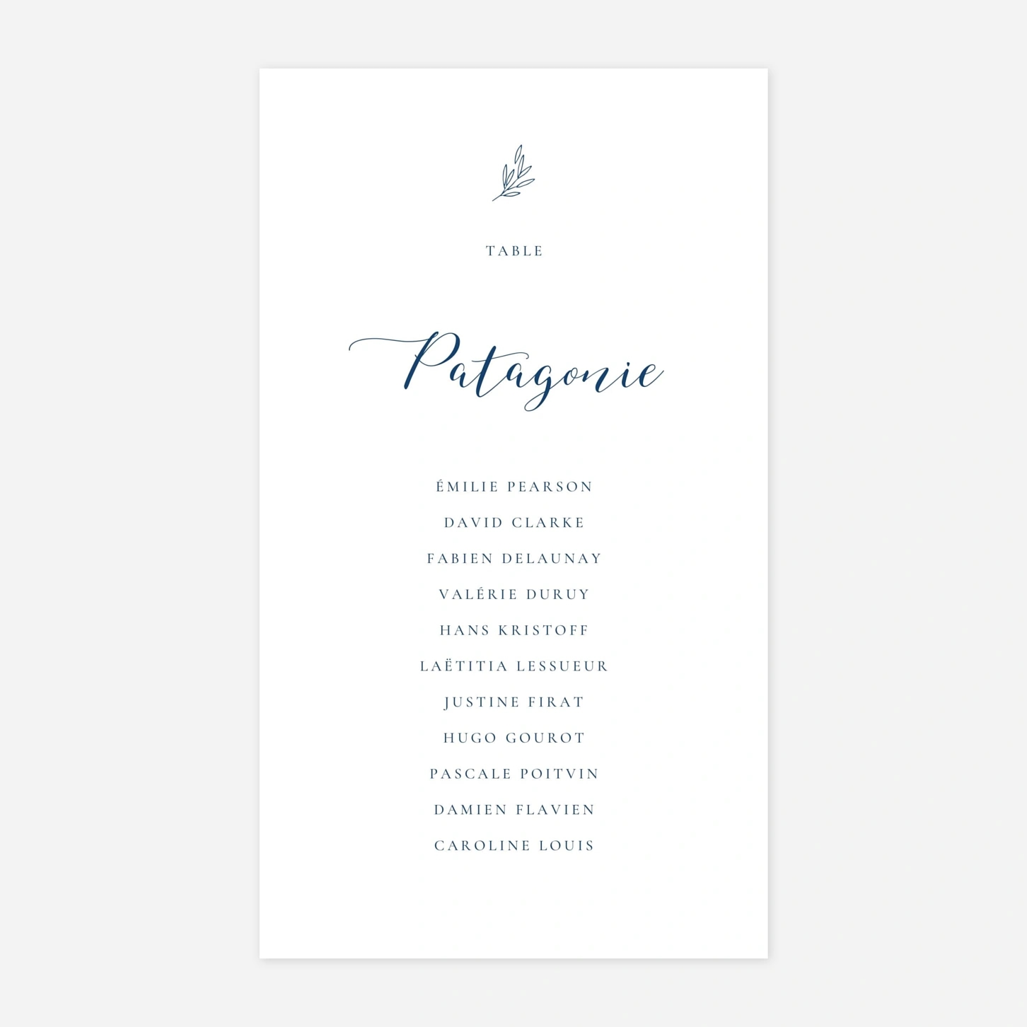 Nom de table mariage Ronde des prés