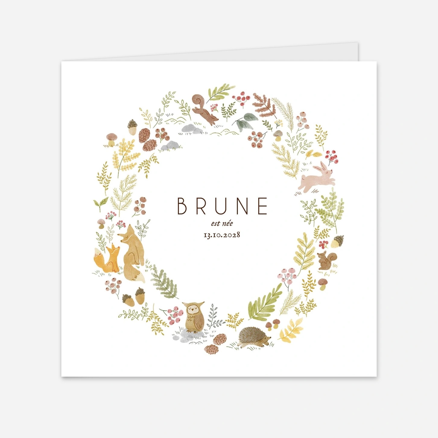 Faire-part naissance Renard aquarelle