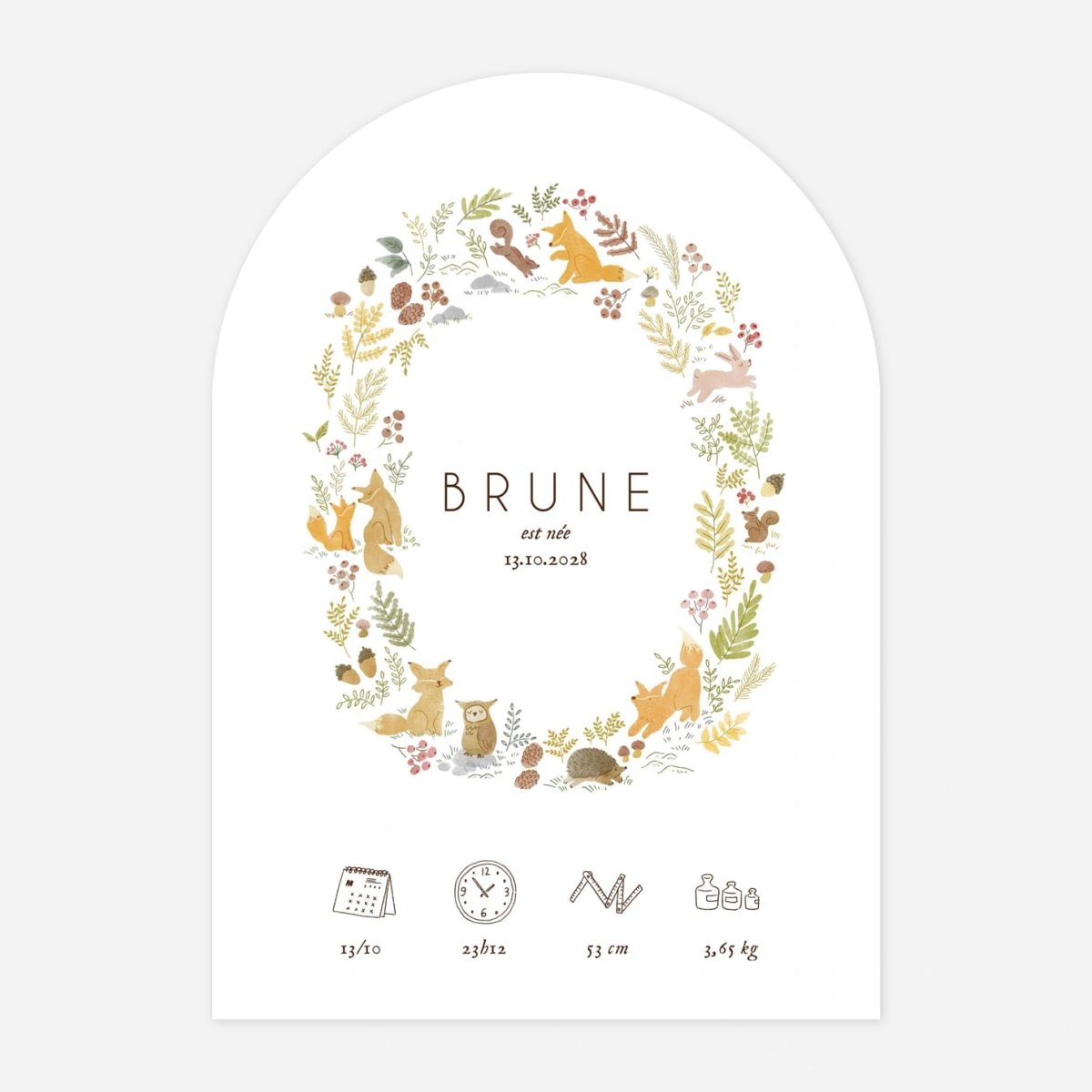 Faire-part naissance Renard aquarelle